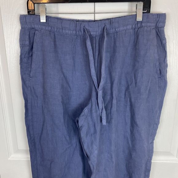 J.Jill Pure Size M Garment Dyed Linen Pants Blue Pull On Lagenlook Straight - Picture 5 of 5
